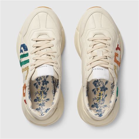 cheap gucci glitter sneakers|gucci white rhyton sneakers.